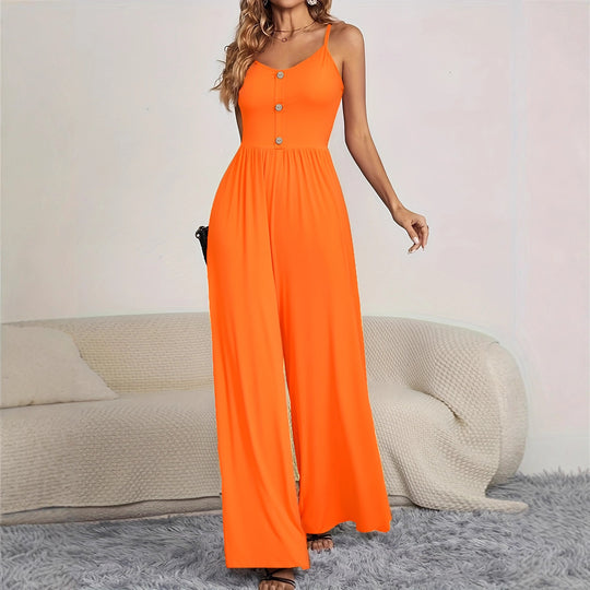 Damen Jumpsuit mit knöpfbarem Oberteil und weitem Bein EB