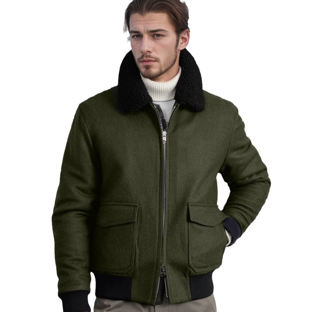 Herren warme Fleecejacke mit Stehkragen und praktischen Taschen EB