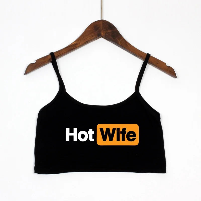 Damen Crop-Top mit modernen Schriftzügen und verstellbaren Trägern EB