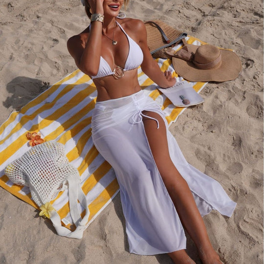 Damen Bikini mit elegantem Schnitt und modisch transparentem Rock EB