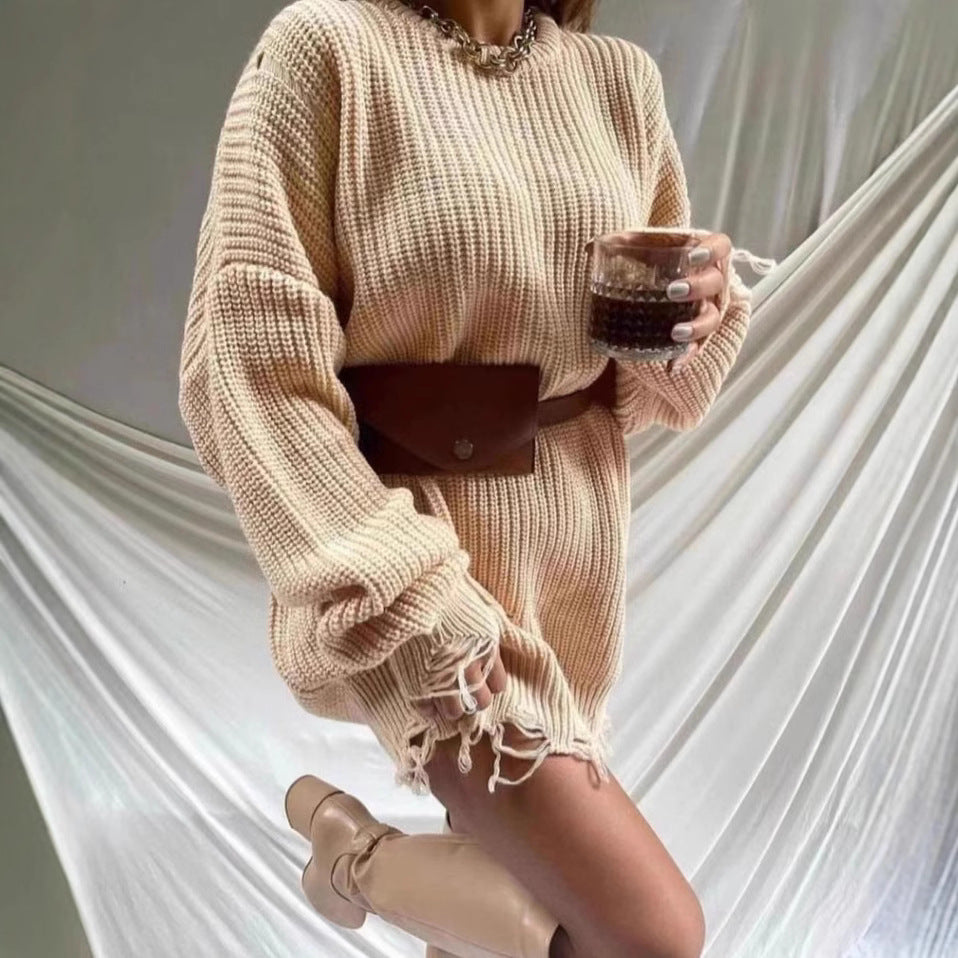 Damen Oversized Strickpullover mit einzigartigen Rippstrukturen und modischen Cut-Outs EB