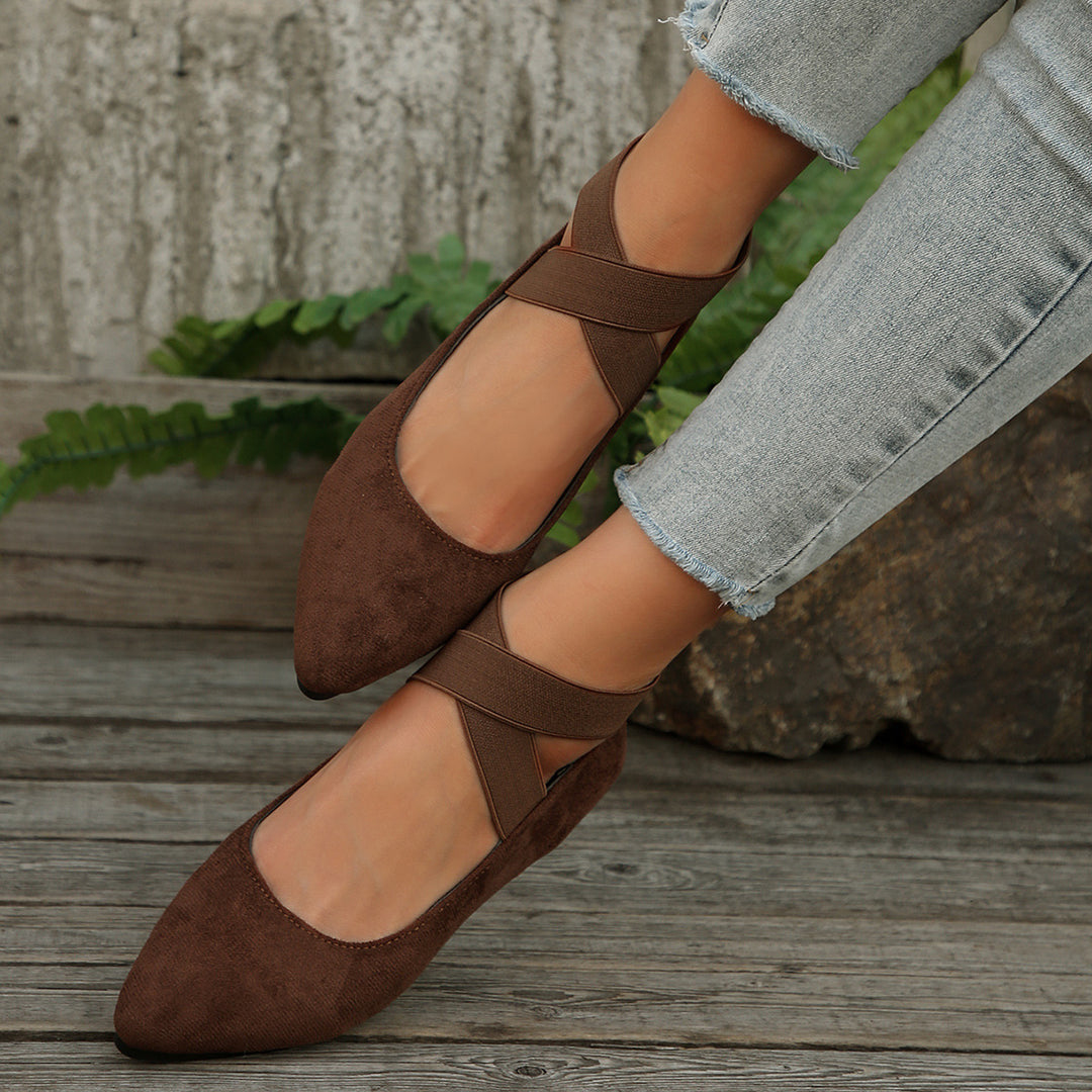 Damen elegante Ballerinas mit verstellbarem Riemchendesign EB