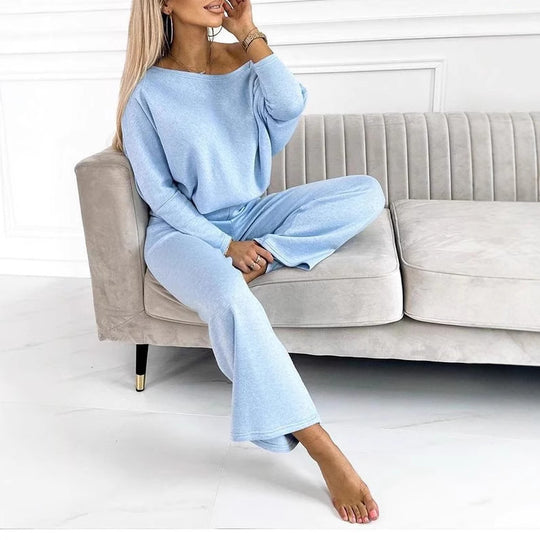 Damen Lässiges Oberteil und weite Hose Set EB