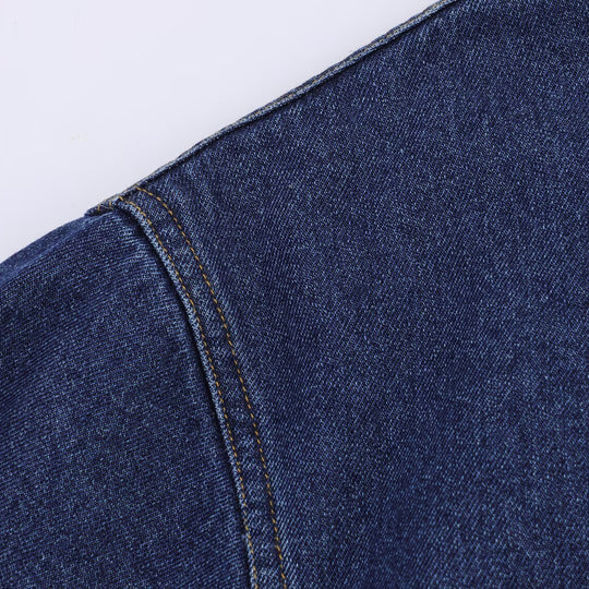 Damen modische Denimjacke mit hohem Kragen und seitlichen Taschen EB