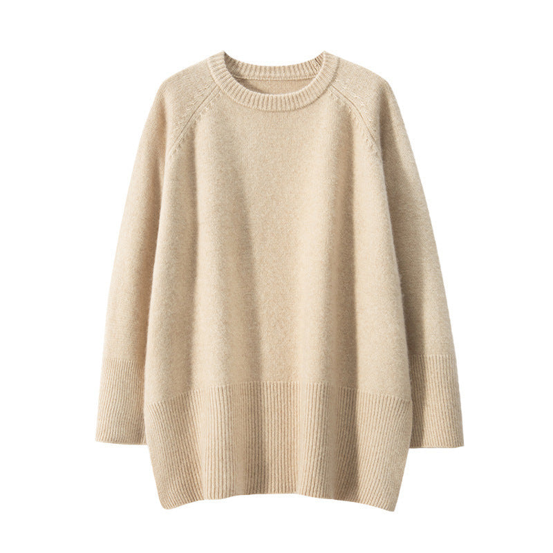Damen Eleganter, lässiger Strickpullover mit weitem Schnitt und detailreichen Ärmeln EB