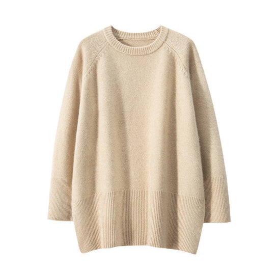 Damen Eleganter, lässiger Strickpullover mit weitem Schnitt und detailreichen Ärmeln EB