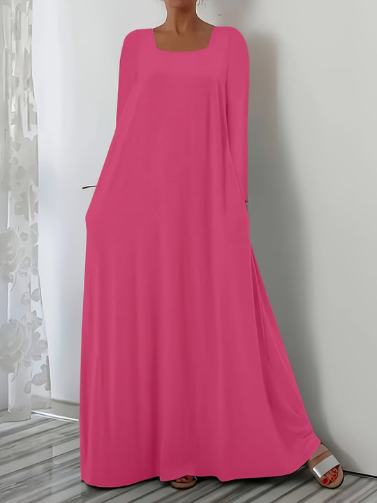 Damen Weit geschnittenes Maxikleid mit praktischen Taschen EB