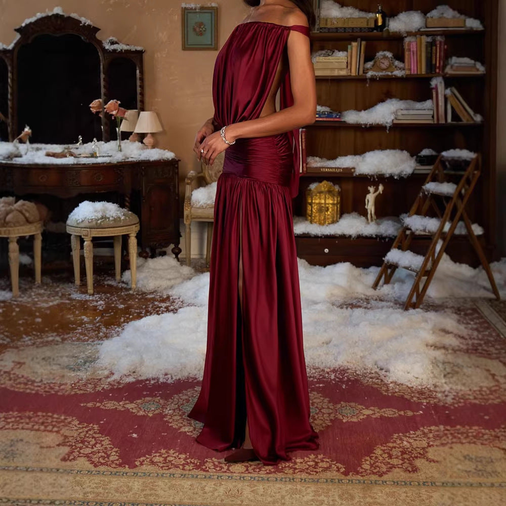 Damen Elegantes Abendkleid mit Raffung EB