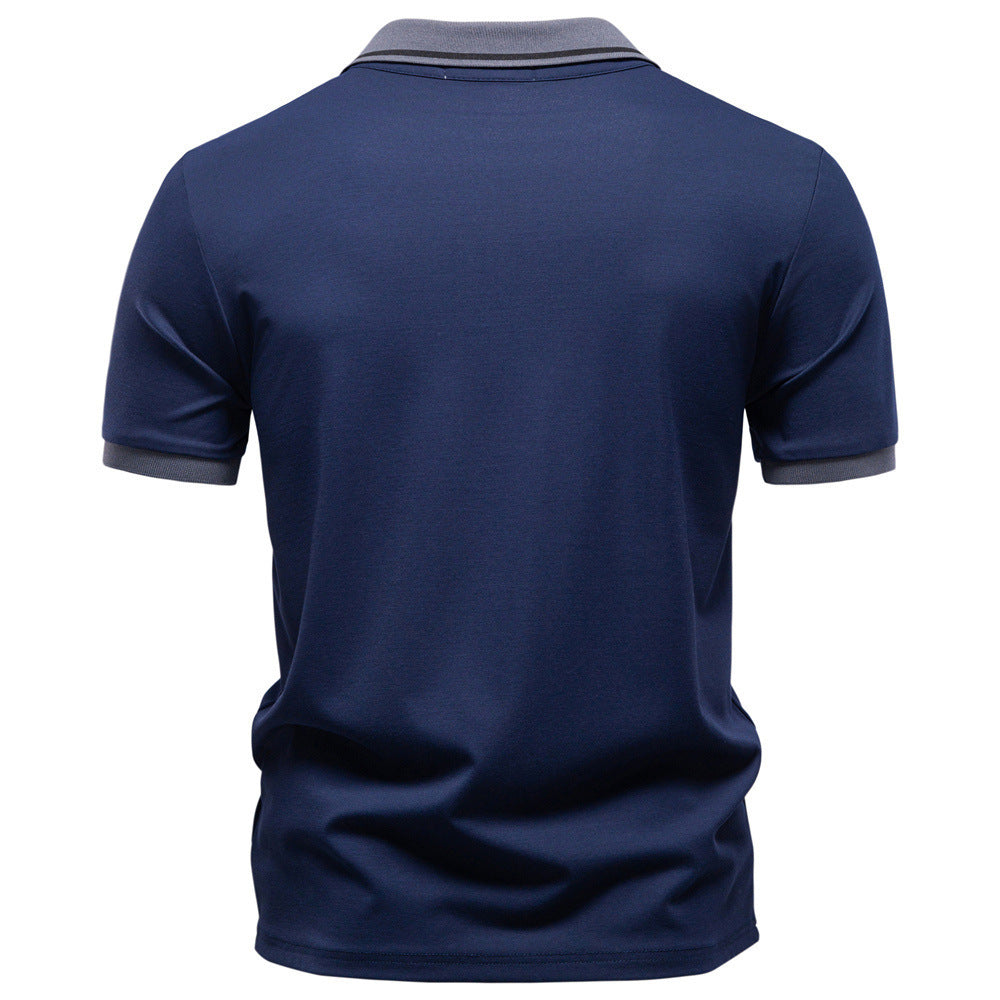 Herren nan atmungsaktives Polohemd aus Baumwollmischung mit Kontrastkragen und gerippten Ärmelbündchen EB