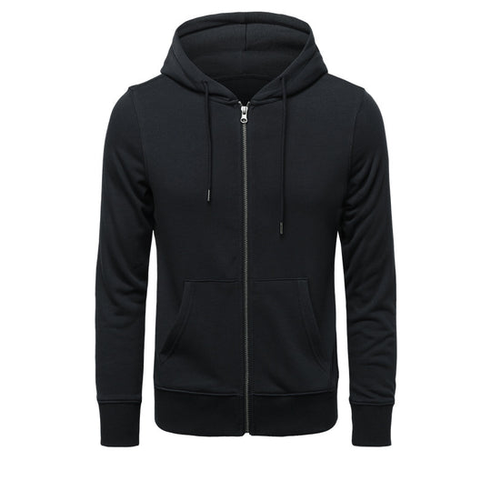 Herren nan schmal geschnittener Zip-Hoodie mit Metall-Reißverschluss, doppellagiger Kapuze und Kängurutasche EB