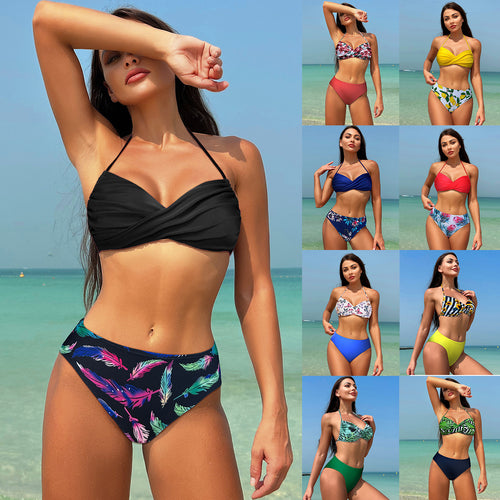 Damen Zweiteiliges Badeanzug-Set mit geformtem Oberteil und hohem Schnitt EB