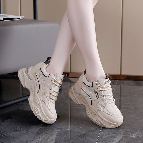Damen Modische Sneakers mit dicker Plattform und atmungsaktiver Oberseite EB
