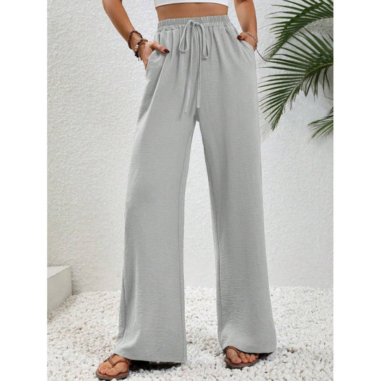 Damen luftige Paltz-Hose mit elastischem Bund und praktischen Taschen EB