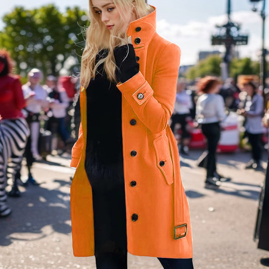 Damen eleganter Trenchcoat mit hohem Kragen EB