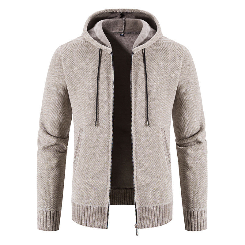 Herren Strickjacke mit Kapuze und strukturiertem Design EB
