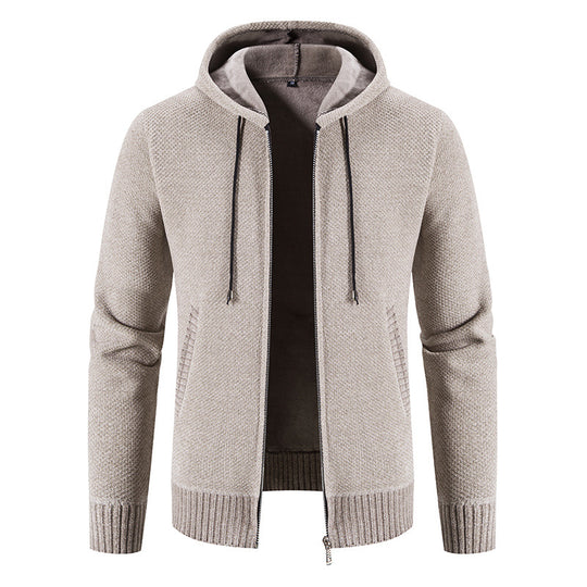 Herren Strickjacke mit Kapuze und strukturiertem Design EB