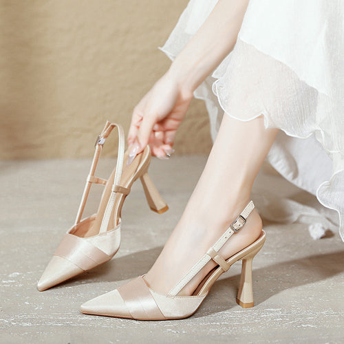 Damen Slingback-Pumps mit elegantem spitz zulaufendem Design und komfortablem Riemen EB