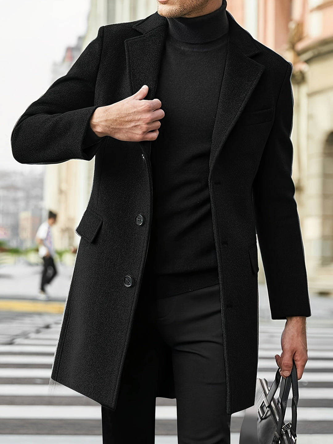 Herren eleganter, klassischer Wollmantel EB