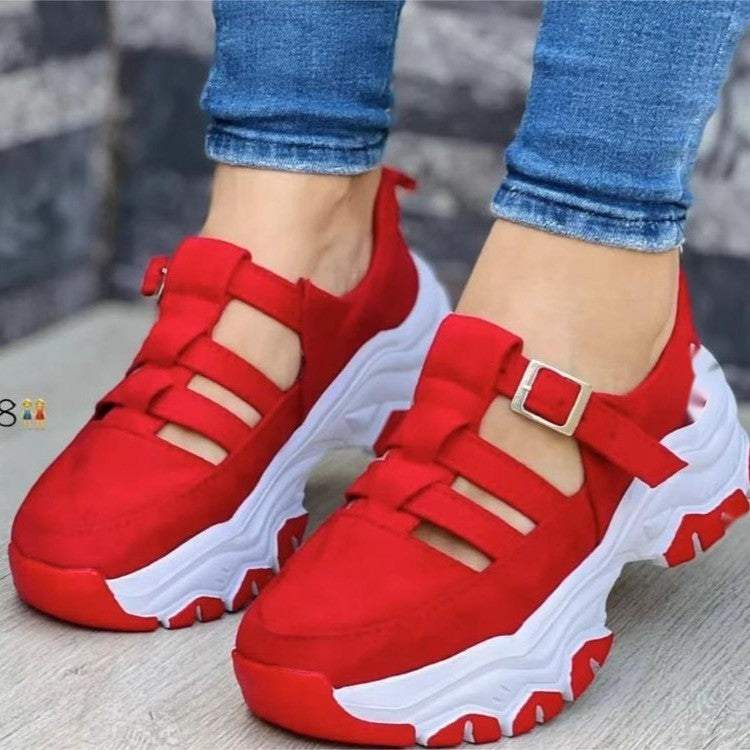 Damen  Plateau-Sneaker mit Riemchenverschluss und gepolsterter Komfortsohle EB