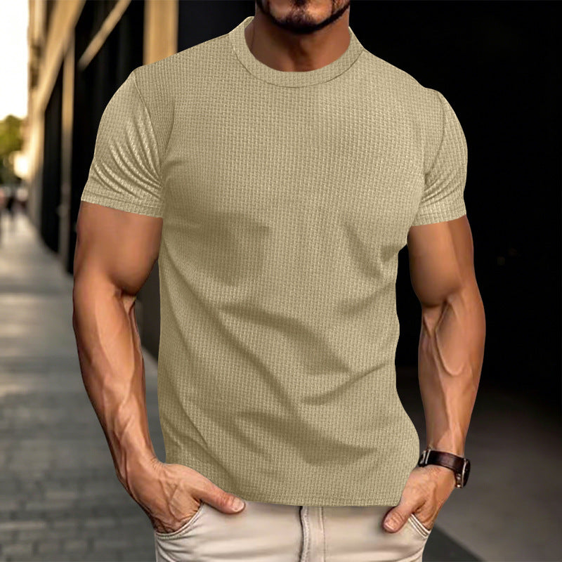 Herren Strukturiertes Kurzarm-T-Shirt aus Feinstrick EB