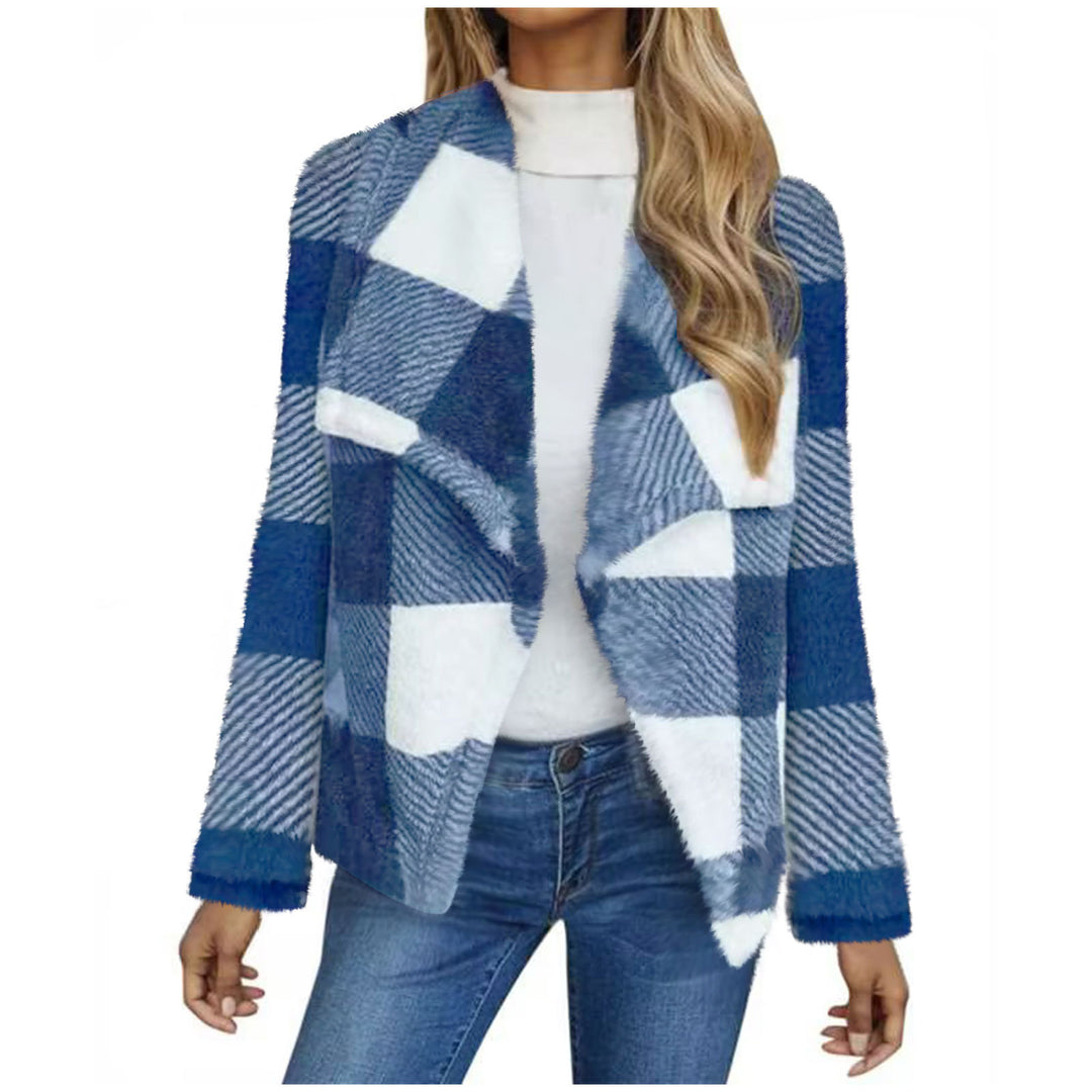 Damen Kuschelige Jacke im karierter Design EB
