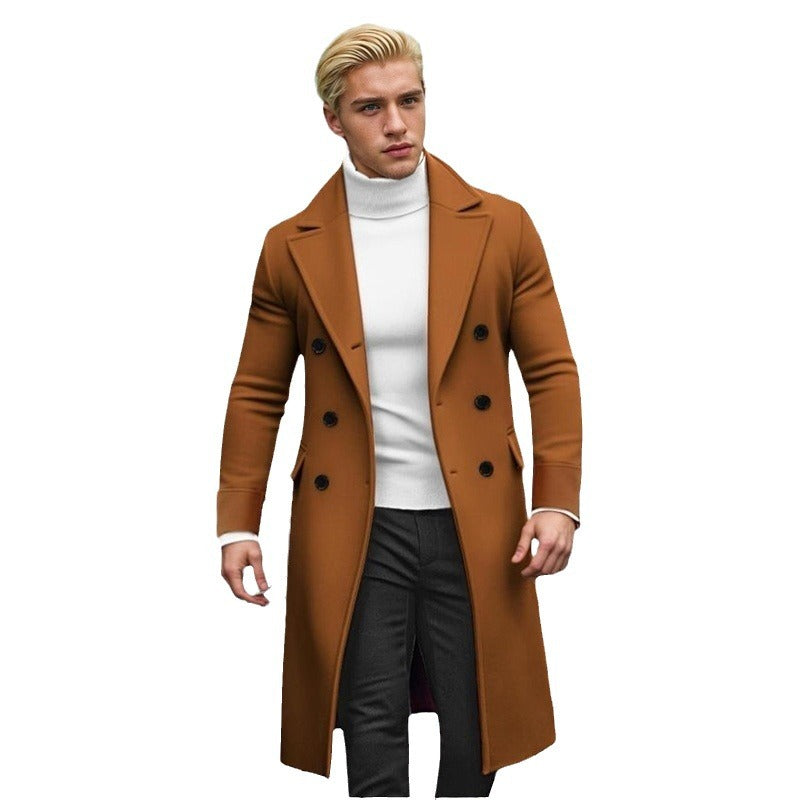 Herren eleganter doppelt-knopf Mantel mit hohem Kragen EB
