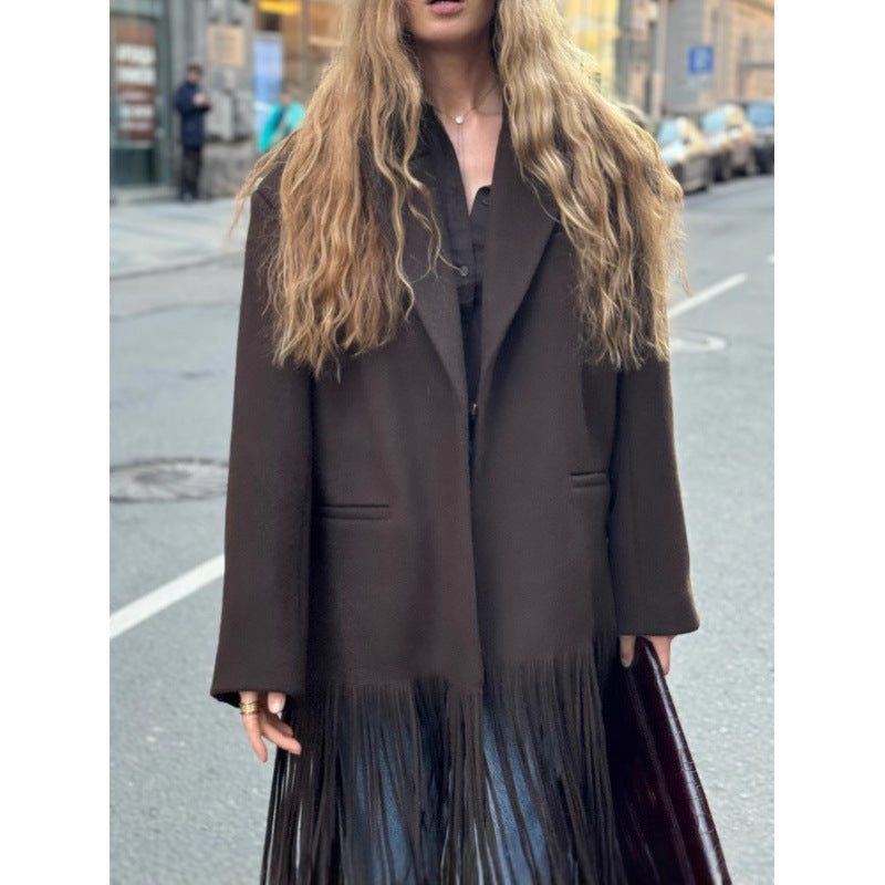 Damen Oversized Fransenjacke EB