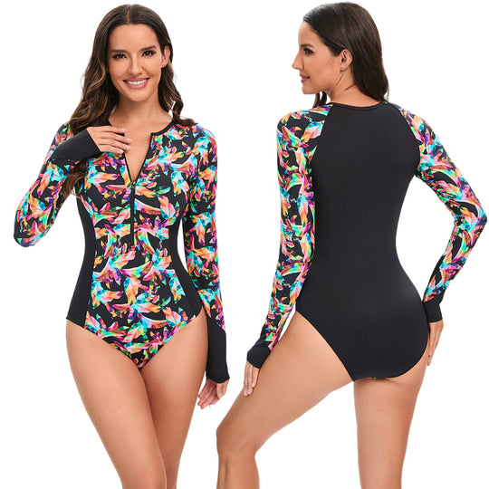 Damen Langarm-Schwimmanzug mit modischem Schnitt EB