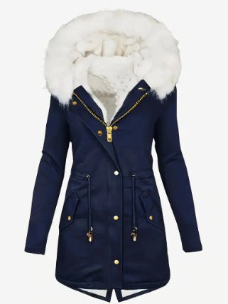Damen gefütterte Winterjacke mit abnehmbarer Kapuze EB