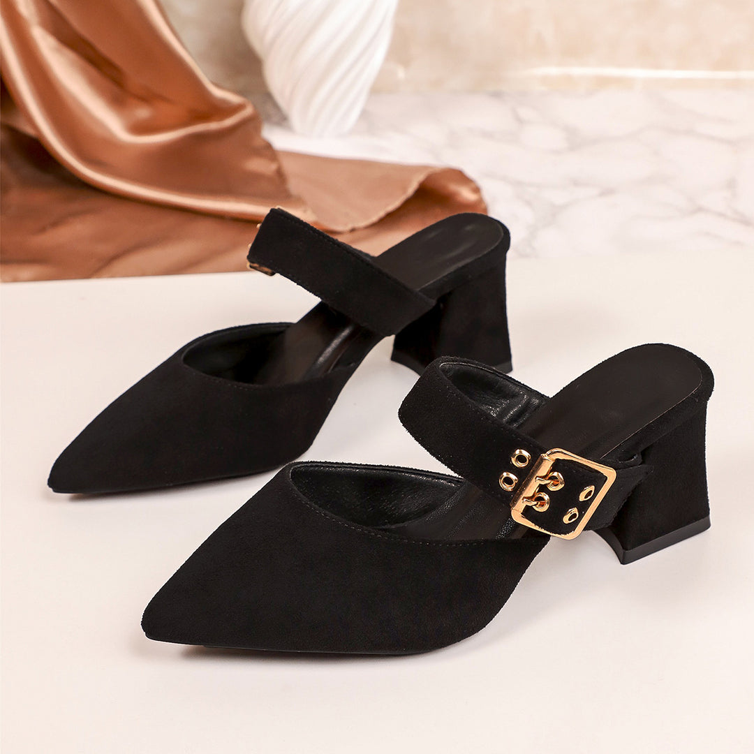 Damen elegante Slipper mit modischem Blockabsatz EB