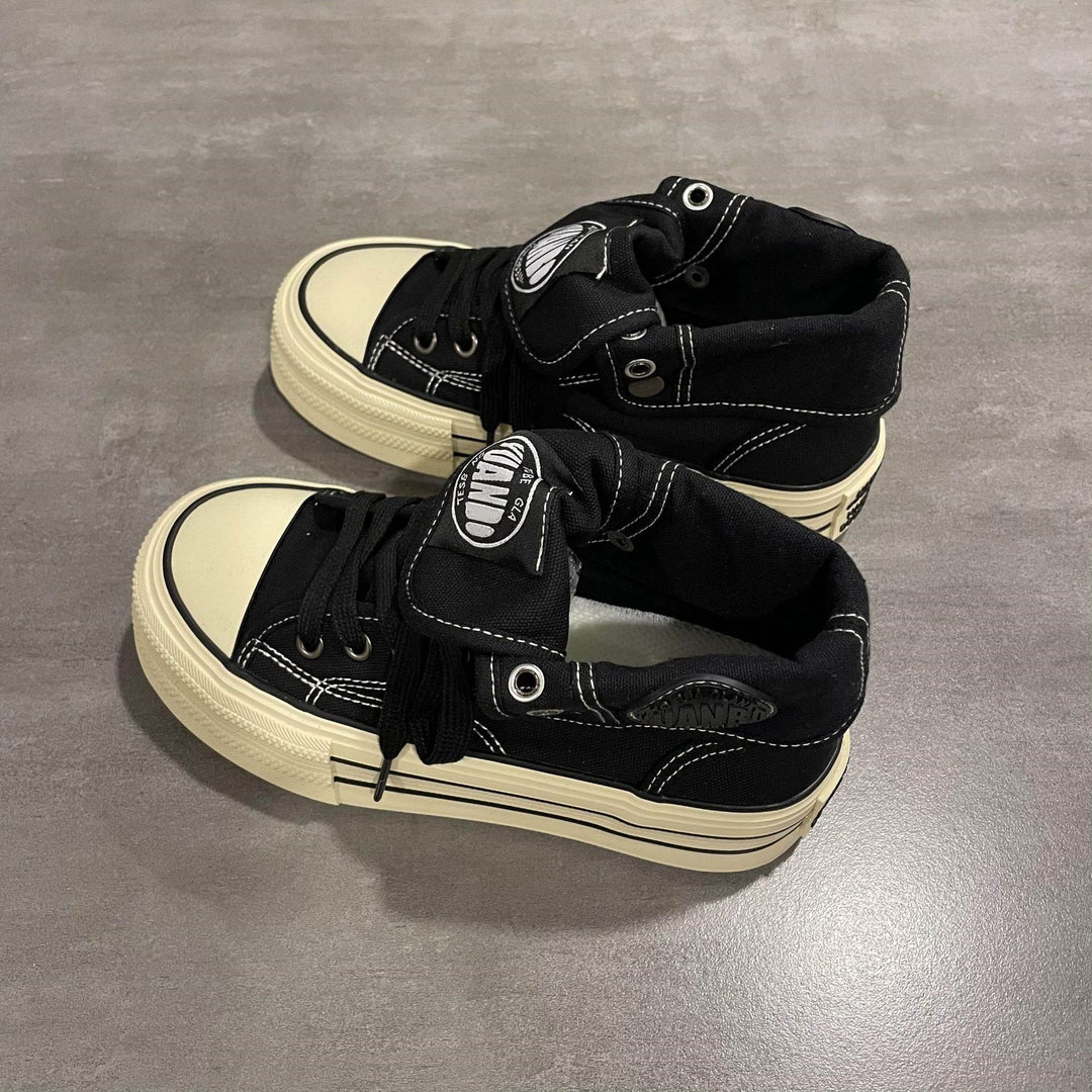 Damen High-Top Sneakers mit dicker Gummisohle und seitlichem Reißverschluss EB