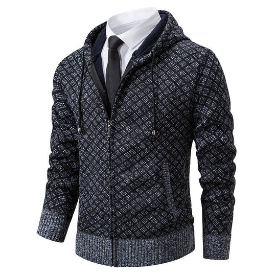 Herren stylische Jacke mit modernem Wabenmuster und Kapuze EB