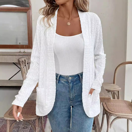 Damen elegante und luftige Strickjacke mit einzigartiger Struktur EB
