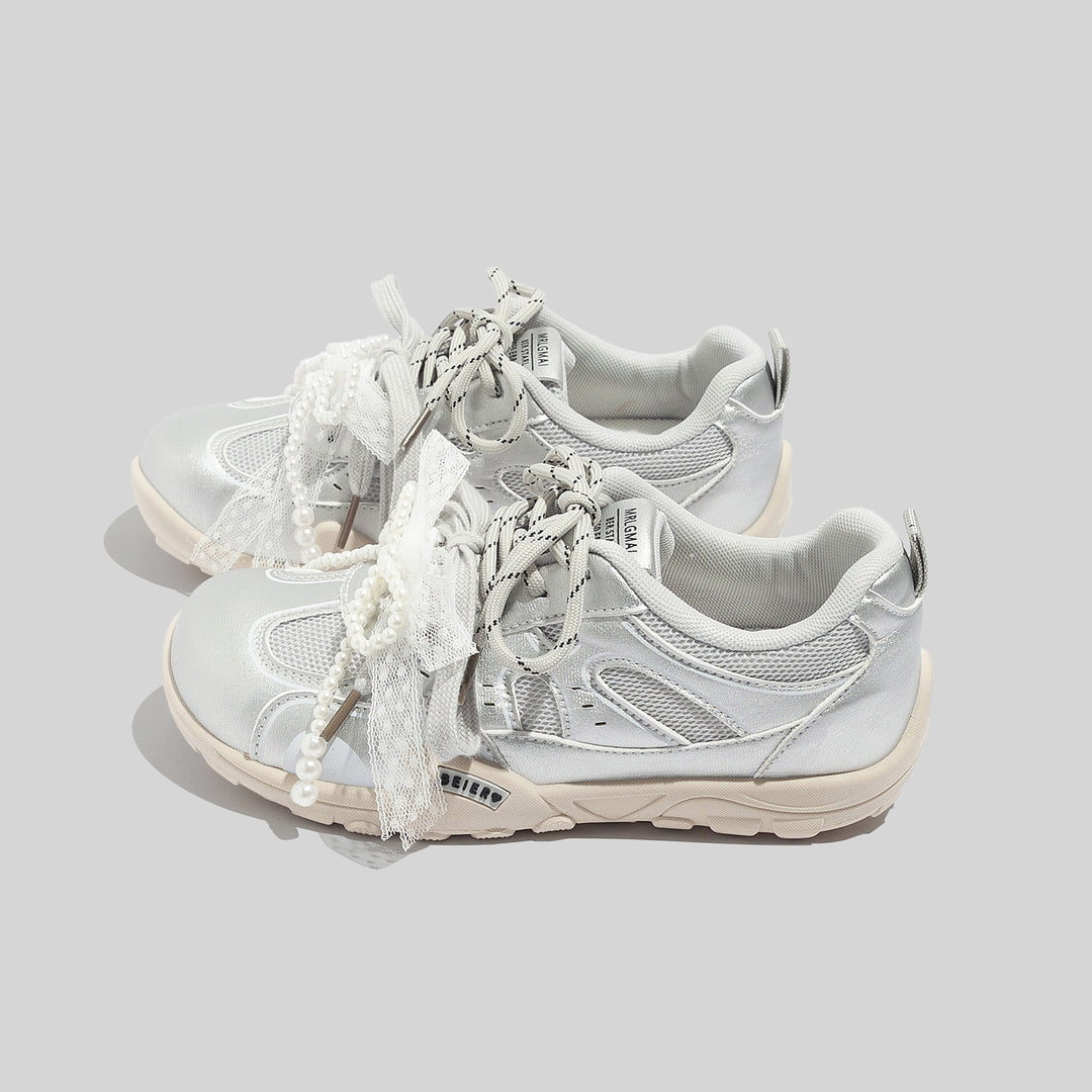 Damen Sportliche Sneaker mit stilvollen Perlenapplikationen und atmungsaktivem Obermaterial EB