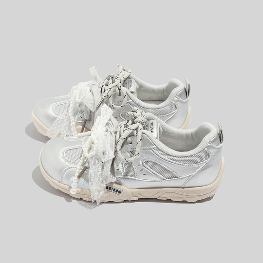 Damen Sportliche Sneaker mit stilvollen Perlenapplikationen und atmungsaktivem Obermaterial EB