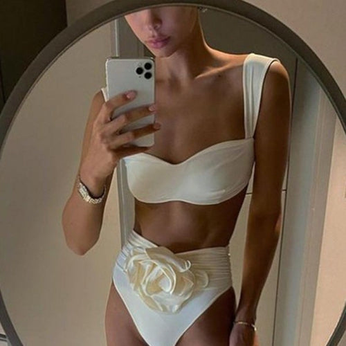Damen Hochgeschnittener Bikini mit raffiniertem Rüschendetail R&B