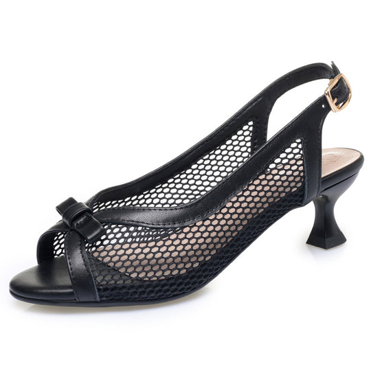 Damen Sling-Sandalen mit elegantem Netzdesign und komfortablem Absatz EB