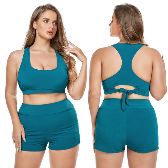 Damen Sportliches Bikini-Set mit hoch geschnittenem Höschen und rutschfestem Oberteil EB