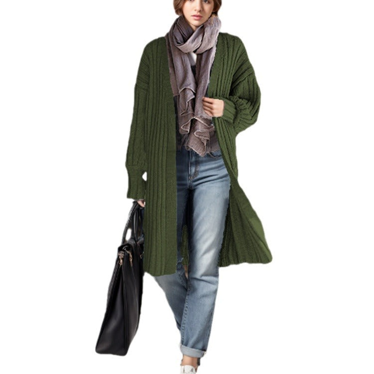 Damen Langstrickmantel mit lässigem Schnitt und Rippdesign EB