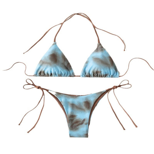 Damen Triangel-Bikini mit modischem Tie-Dye-Muster EB