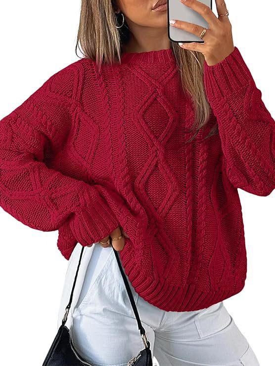 Damen Relaxed Strickpullover mit Zopfmuster EB