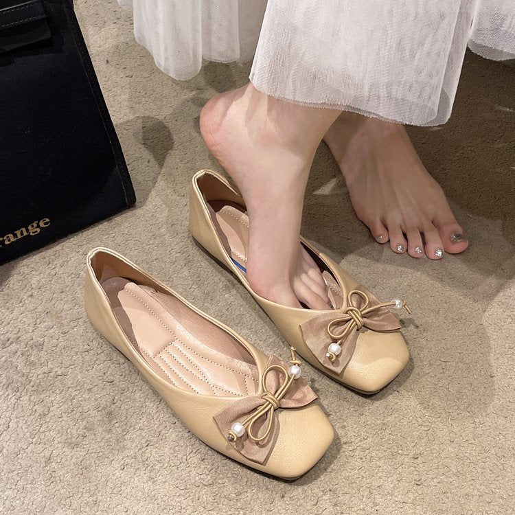 Damen elegante Ballerinas mit perlmuttfarbenem Akzent EB