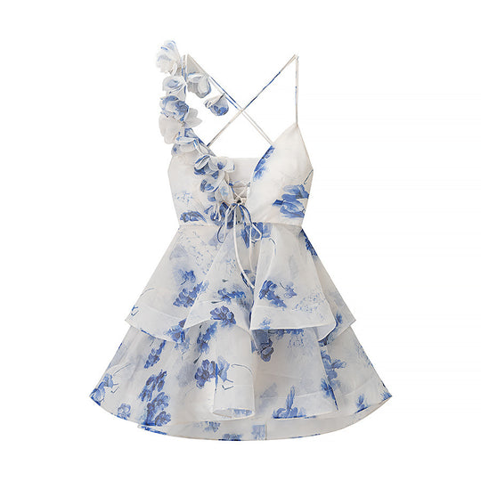 Damen Maxikleid mit asymmetrischem Schnitt und verspieltem Rüschendesign EB