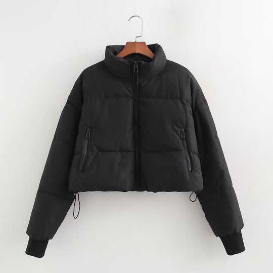 Damen cropped Steppjacke mit hochschließendem Kragen und praktischen Reißverschlusstaschen EB