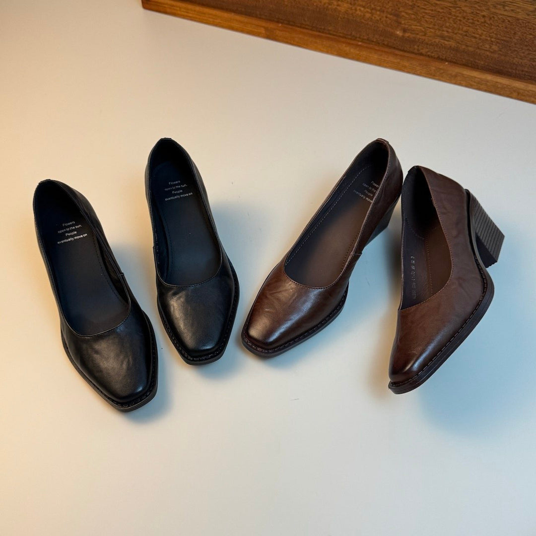 Damen Elegante Stiefeletten mit quadratischer Zehenform und bequemem Blockabsatz EB