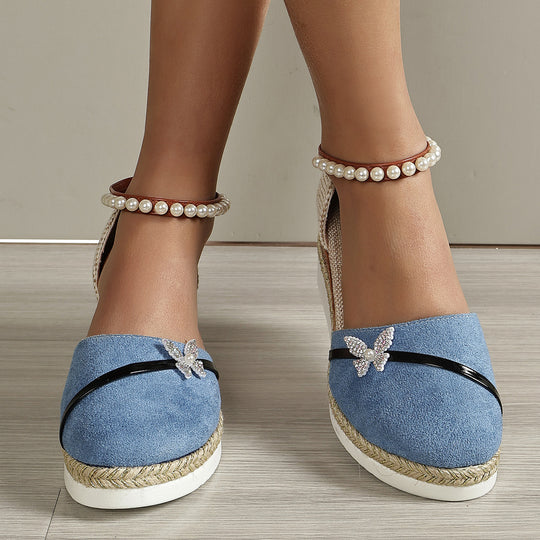 Damen Espadrilles mit funkelnden Schmetterlingsapplikationen EB