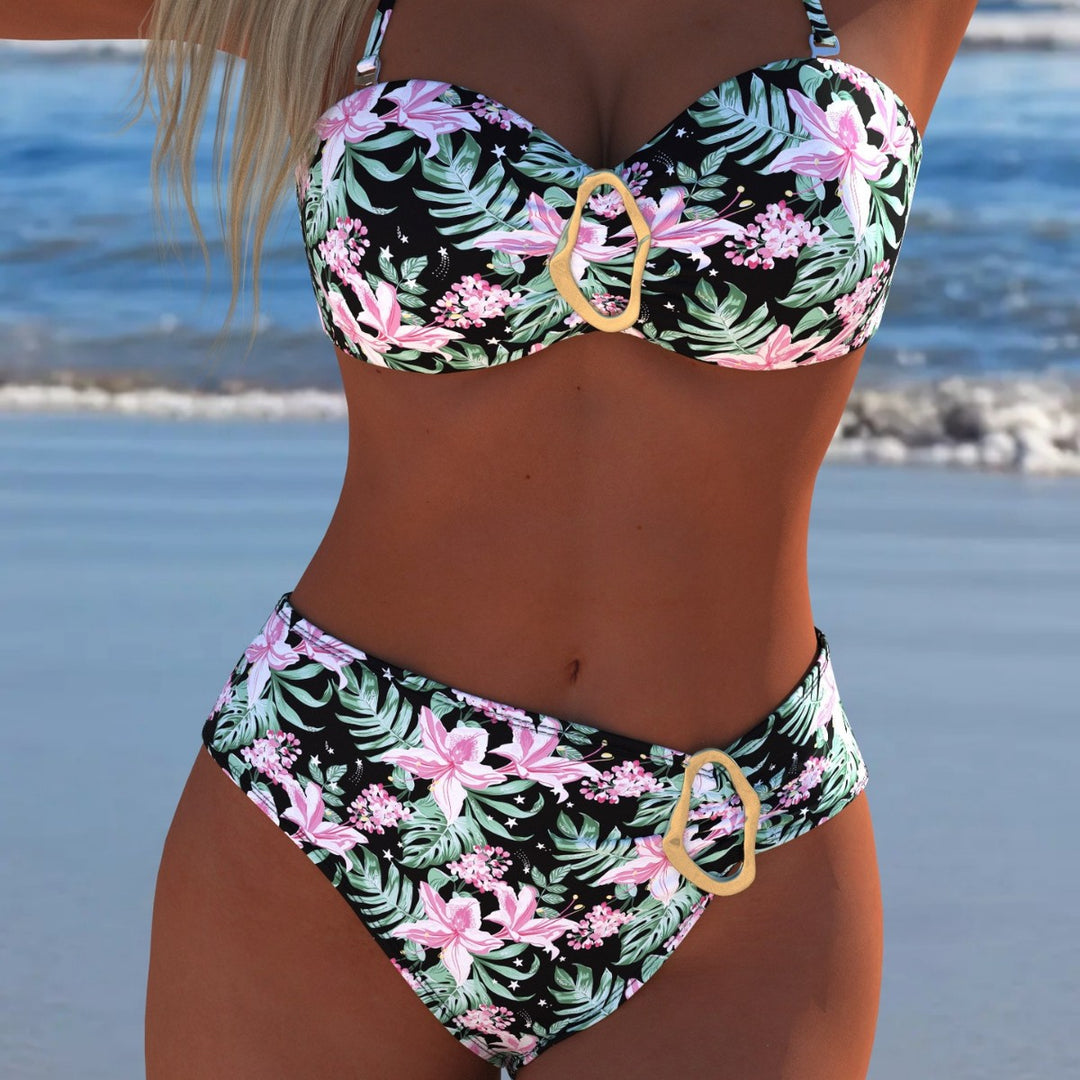 Damen Bikini-Set mit elegantem Balconette-Oberteil und hoch geschnittenen Höschen EB