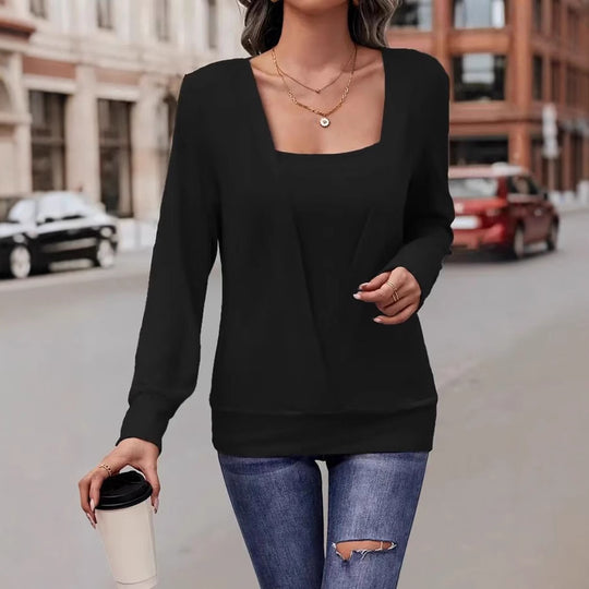 Damen Lässiger Pullover mit Quadrat-Ausschnitt und Oversized-Schnitt EB