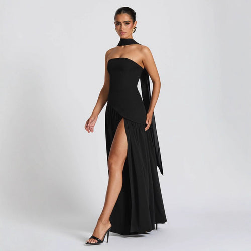 Damen Hochwertiges Abendkleid mit asymmetrischem Schnitt und elegantem Schlitz EB