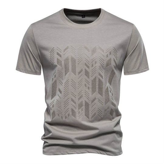 Herren nan Rundhalsshirt aus Baumwollmix mit geometrischer Laserperforation und geradem Schnitt EB